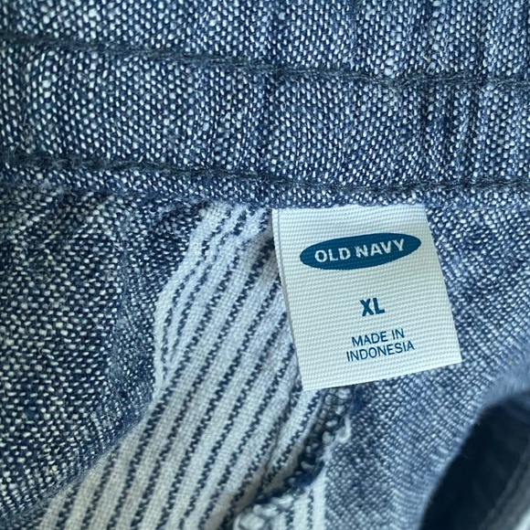 OLD NAVY Linen Blend Wide Leg Striped Pants Beachy Pull-On Blue/White Sz XL - Picture 9 of 10